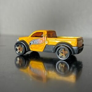 Hot Wheels Dodge M80 Pickup Truck 1/64 Yellow Good Flame Graphics 4x4 Toy